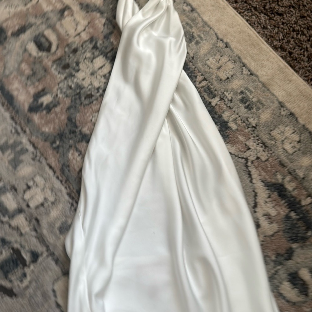 Show Me Your MuMu Satin Ivory Halter Wedding Dress - Picture 2 of 7